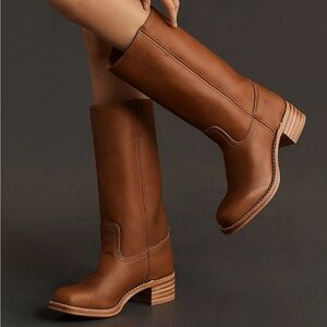 NWOB Frye Campus 14L Wide Calf Riding Boots in Saddle Brown - Montana Leather